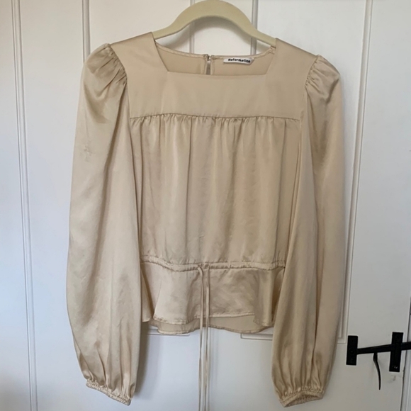 Reformation Riccardo 100% Silk Cream Top Size XS - Picture 5 of 12